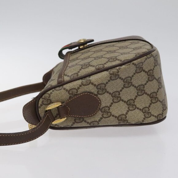 GUCCI GG Supreme Web Sherry Line Bag PVC Beige Gold 89 02 032 Auth th5867 - Picture 5 of 16
